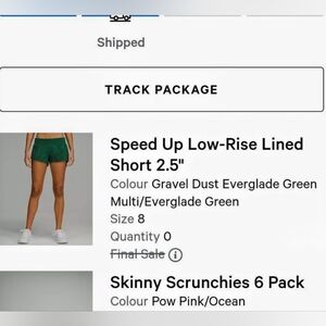 Lululemon Speed Up Low Rise Lined Short 2.5 inch, Size 8